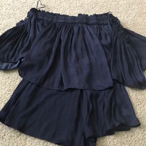 Blue off the shoulder romper